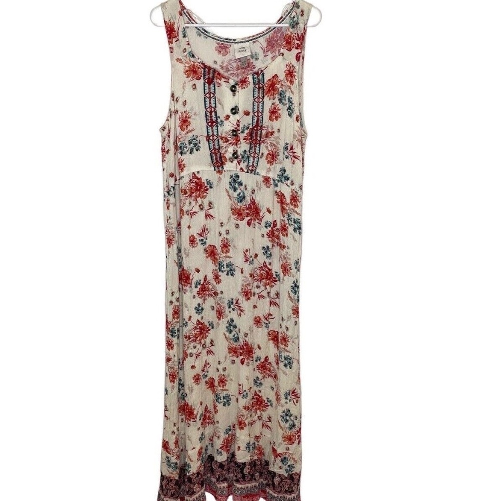 Knox Rose Womens Floral Dress sz XXL 4 Button Maxi Sleeveless - Picture 1 of 10